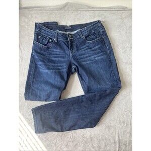 Vigoss Womens Size 16 Straight Leg Jeans Dark Wash Stretch Denim Double Button